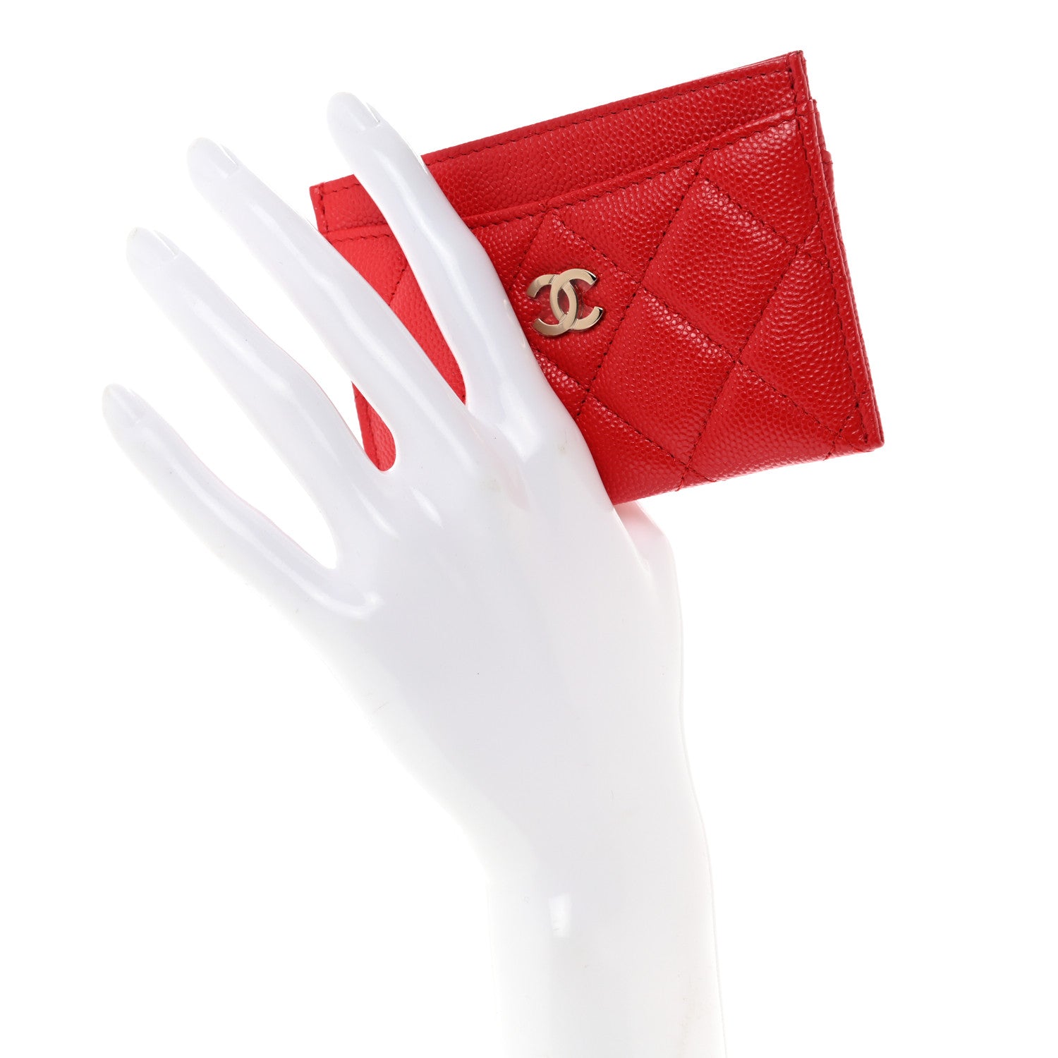 Chanel Caviar Quilted Card Holder Red 2 of 9