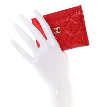 Chanel Caviar Quilted Card Holder Red 2 of 9