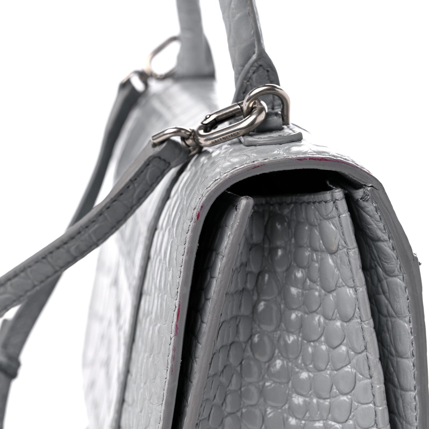 Balenciaga Shiny Calfskin Crocodile Embossed Medium Hourglass Top Handle Bag Balenciaga Grey 13 of 14