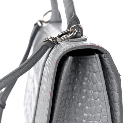 Balenciaga Shiny Calfskin Crocodile Embossed Medium Hourglass Top Handle Bag Balenciaga Grey 13 of 14