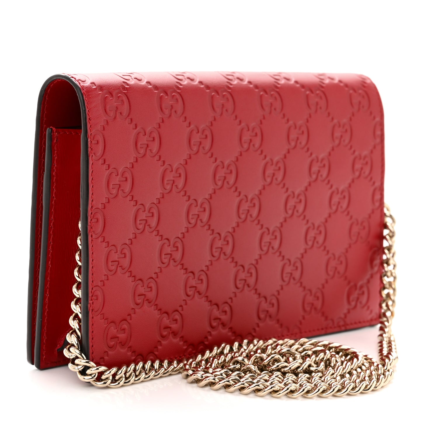 Guccissima Signature Bowy Chain Wallet Hibiscus Red