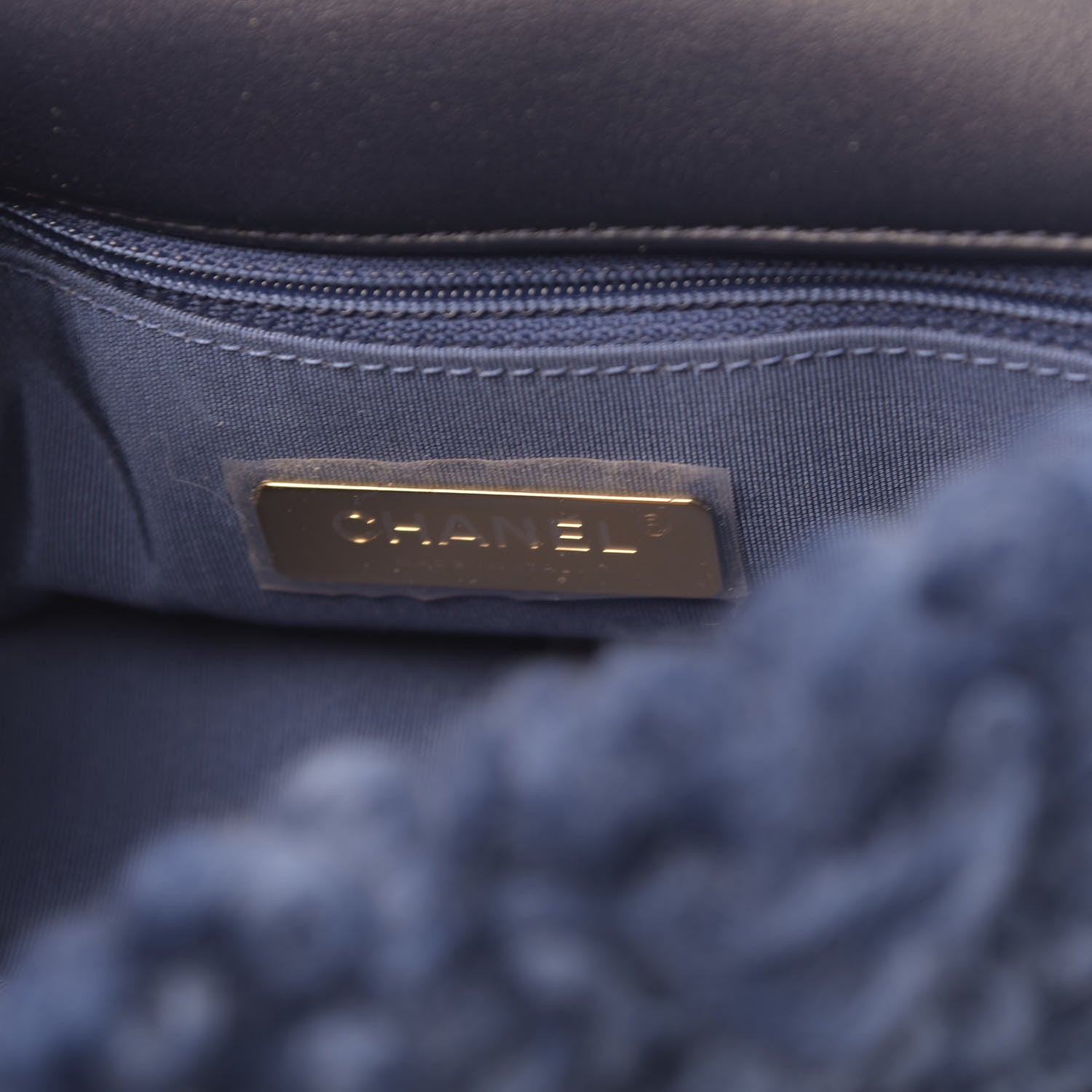 Chanel Shearling Sheepskin Medium 19 Flap Blue 6 of 11