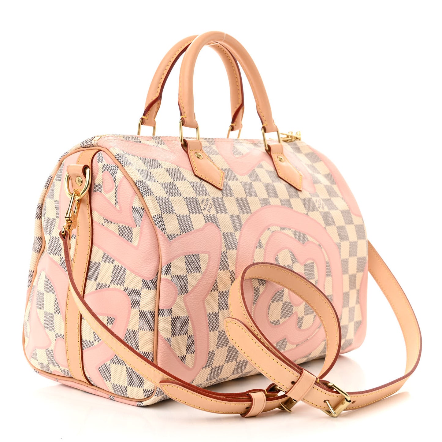 Damier Azur Tahitienne Speedy Bandouliere 30 Rose Ballerine