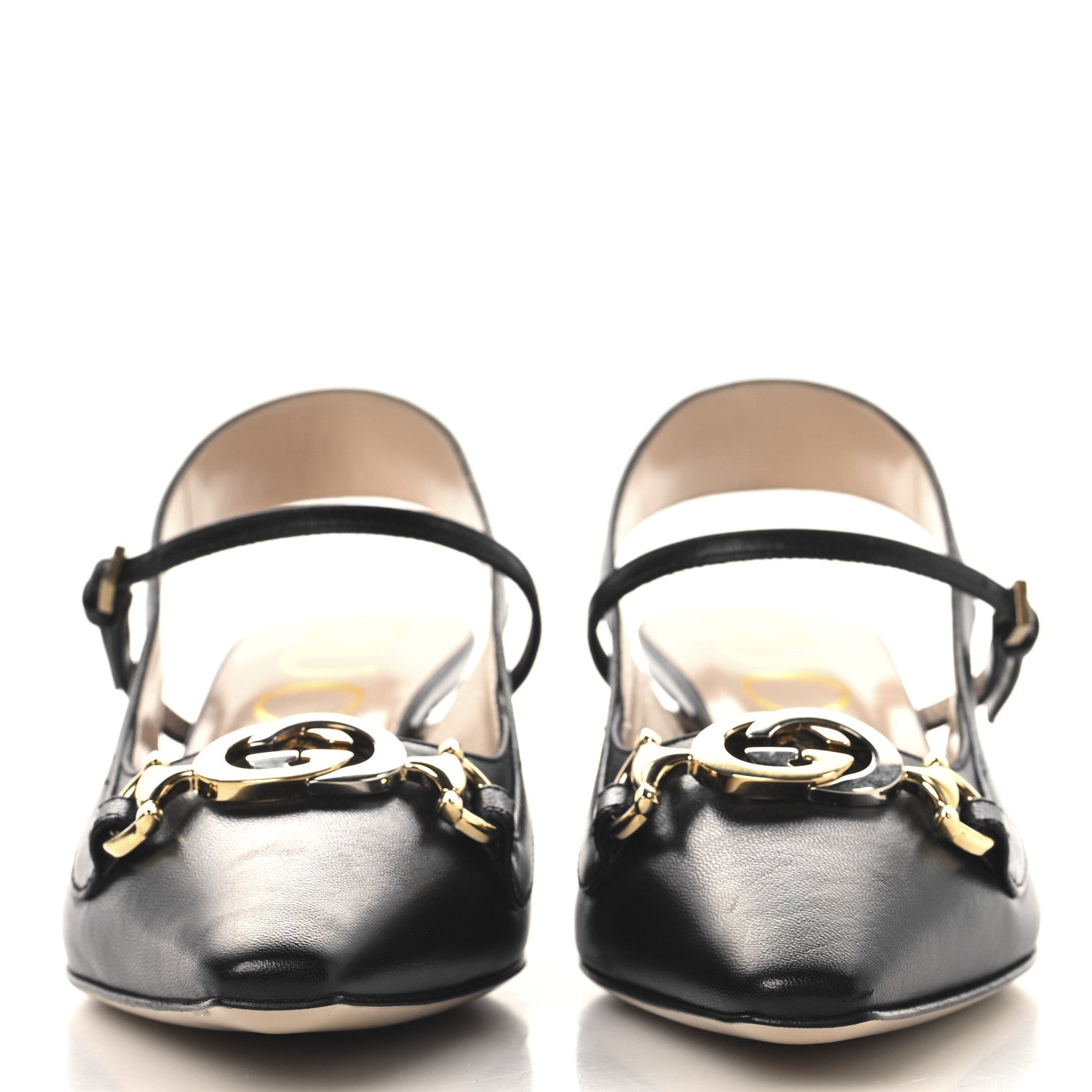 Gucci Malaga Kid Zumi Low Heel Slingback Pumps 35 Black 3 of 11