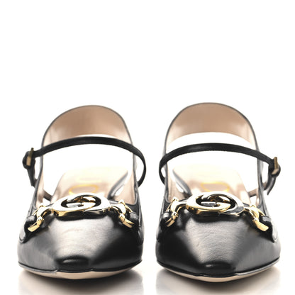 Gucci Malaga Kid Zumi Low Heel Slingback Pumps 35 Black 3 of 11