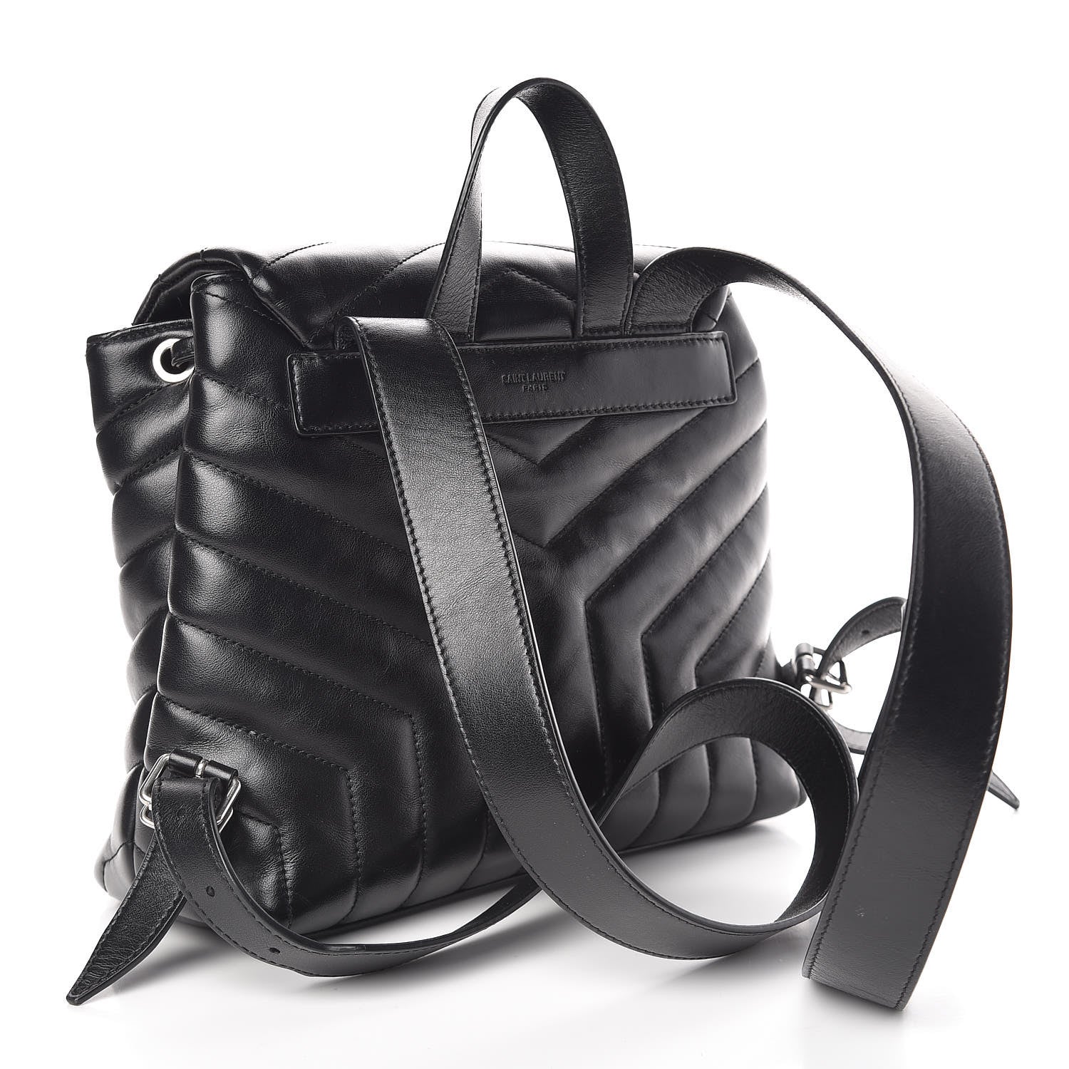 Saint Laurent Calfskin Y Quilted Monogram Small Loulou Backpack Black 3 of 11