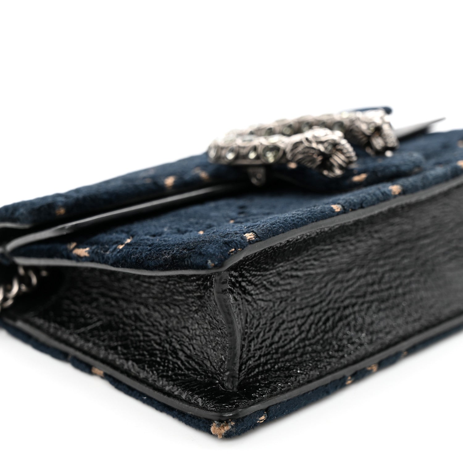 Gucci Velvet GG Monogram Super Mini Dionysus Shoulder Bag Blue Beige Black 8 of 10