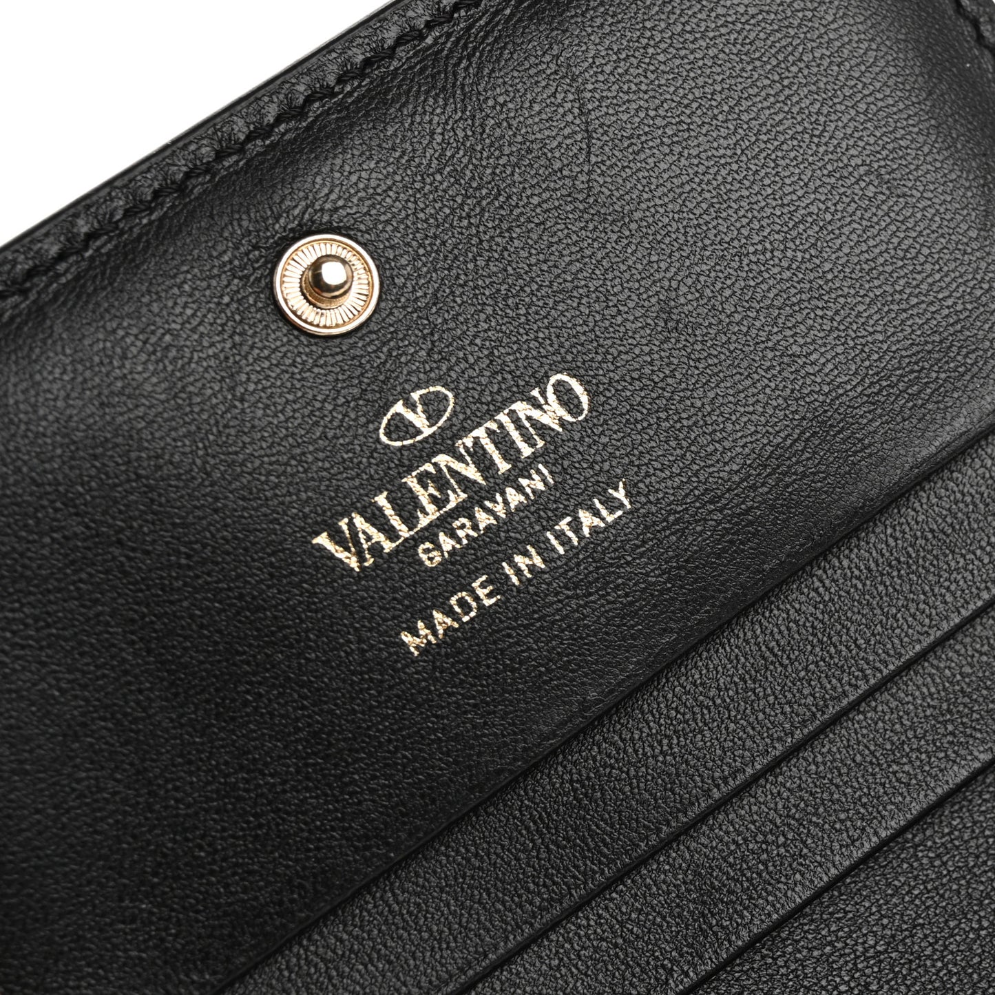 Calfskin Small VLogo Bi-Fold Wallet Black