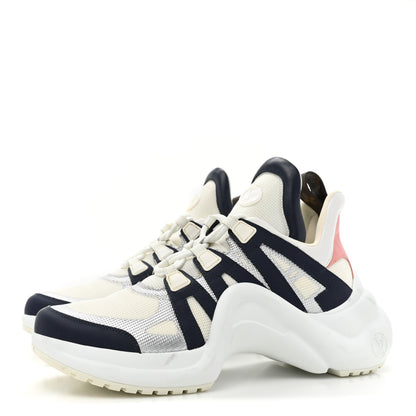 Louis Vuitton Calfskin Technical Nylon LV Archlight Sneaker 42 White Blue Pink 3 of 10