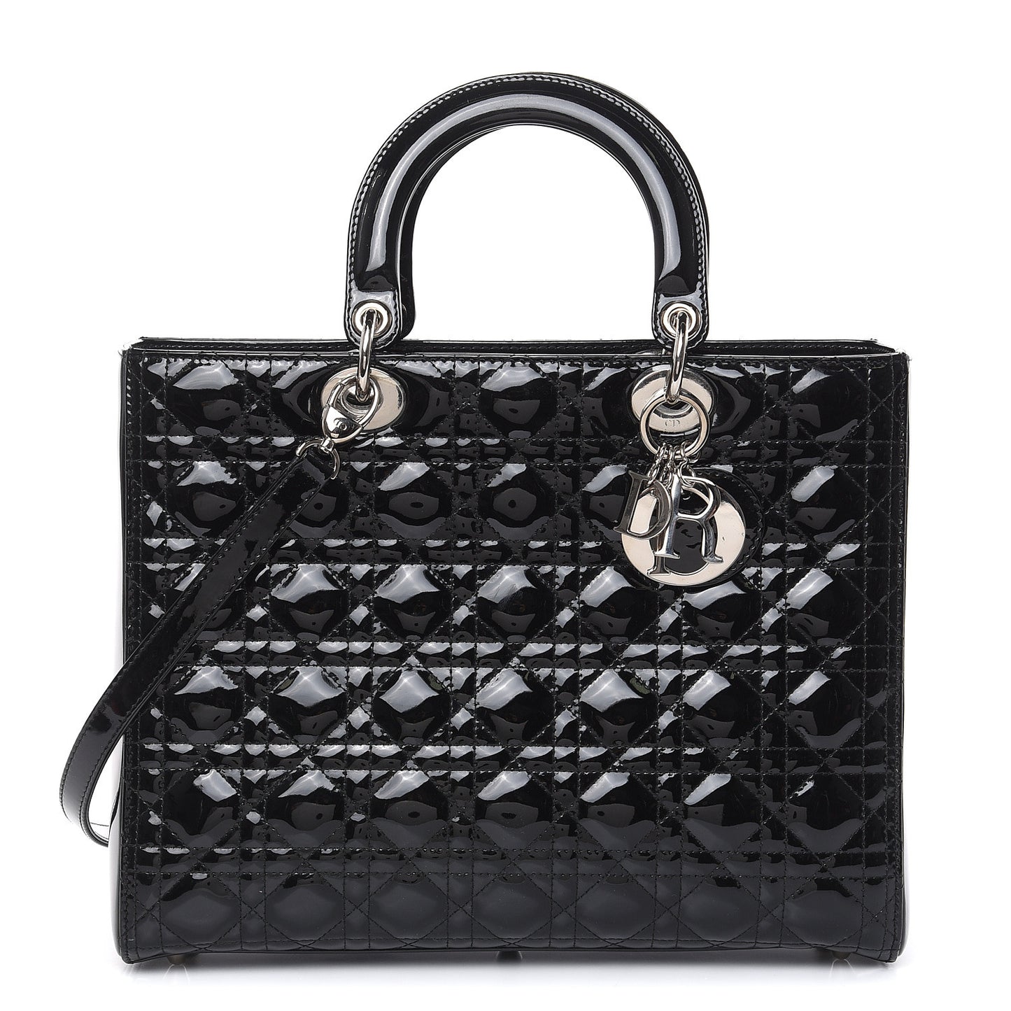 Patent Cannage Large Lady Dior Black