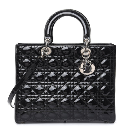 Christian Dior Patent Cannage Large Lady Dior Black 1 of 15
