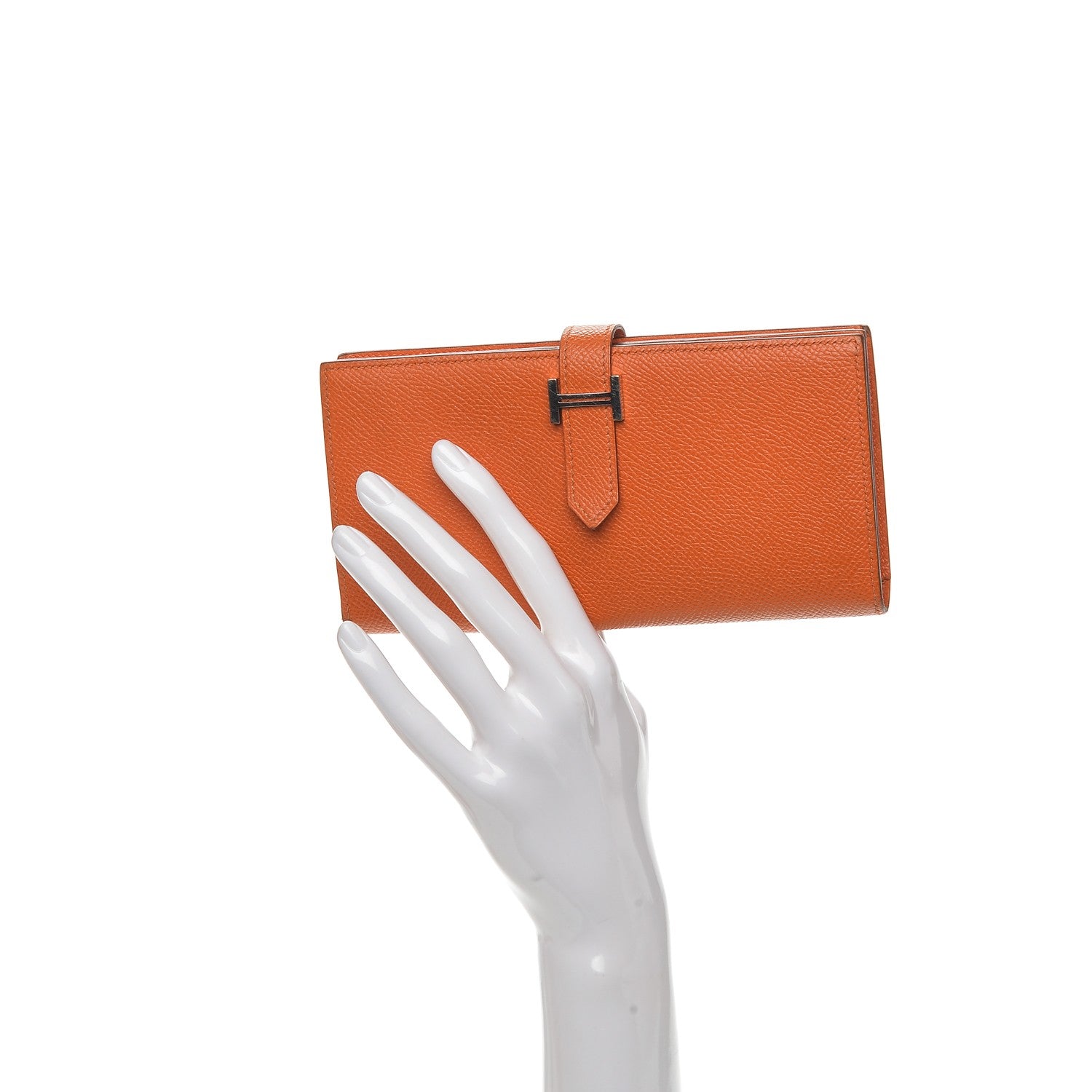 Hermes Epsom Bearn Gusset Wallet Orange 2 of 7