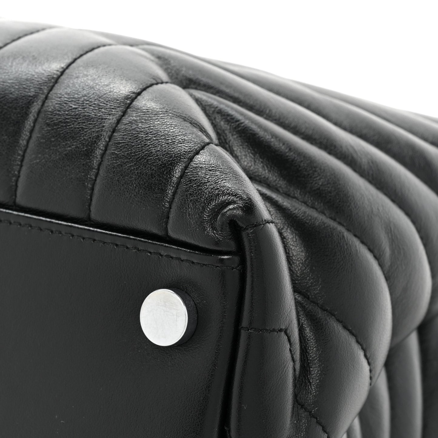 Calfskin Y Quilted Monogram Large Loulou Chain Satchel Black