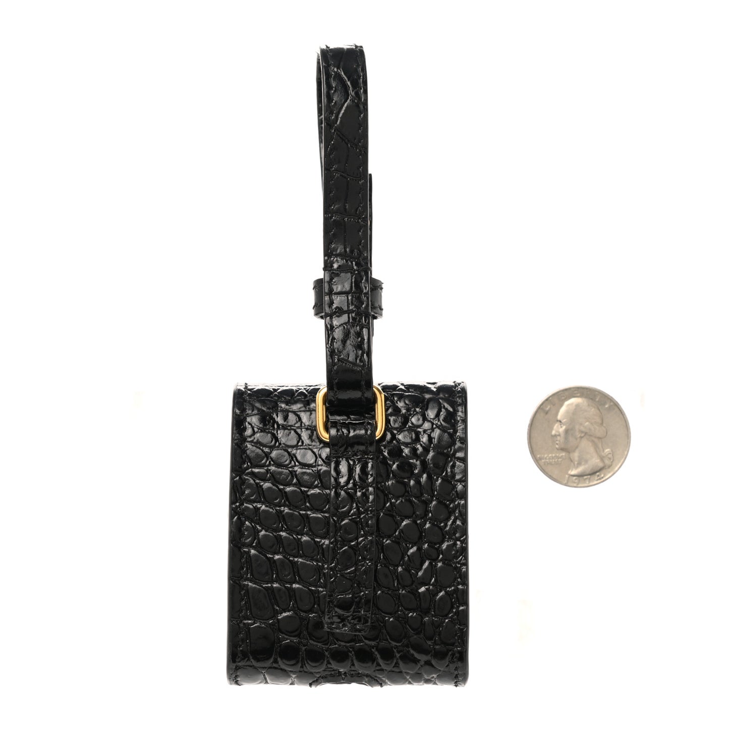 Calfskin Crocodile Embossed Monogram Airpods Case Black