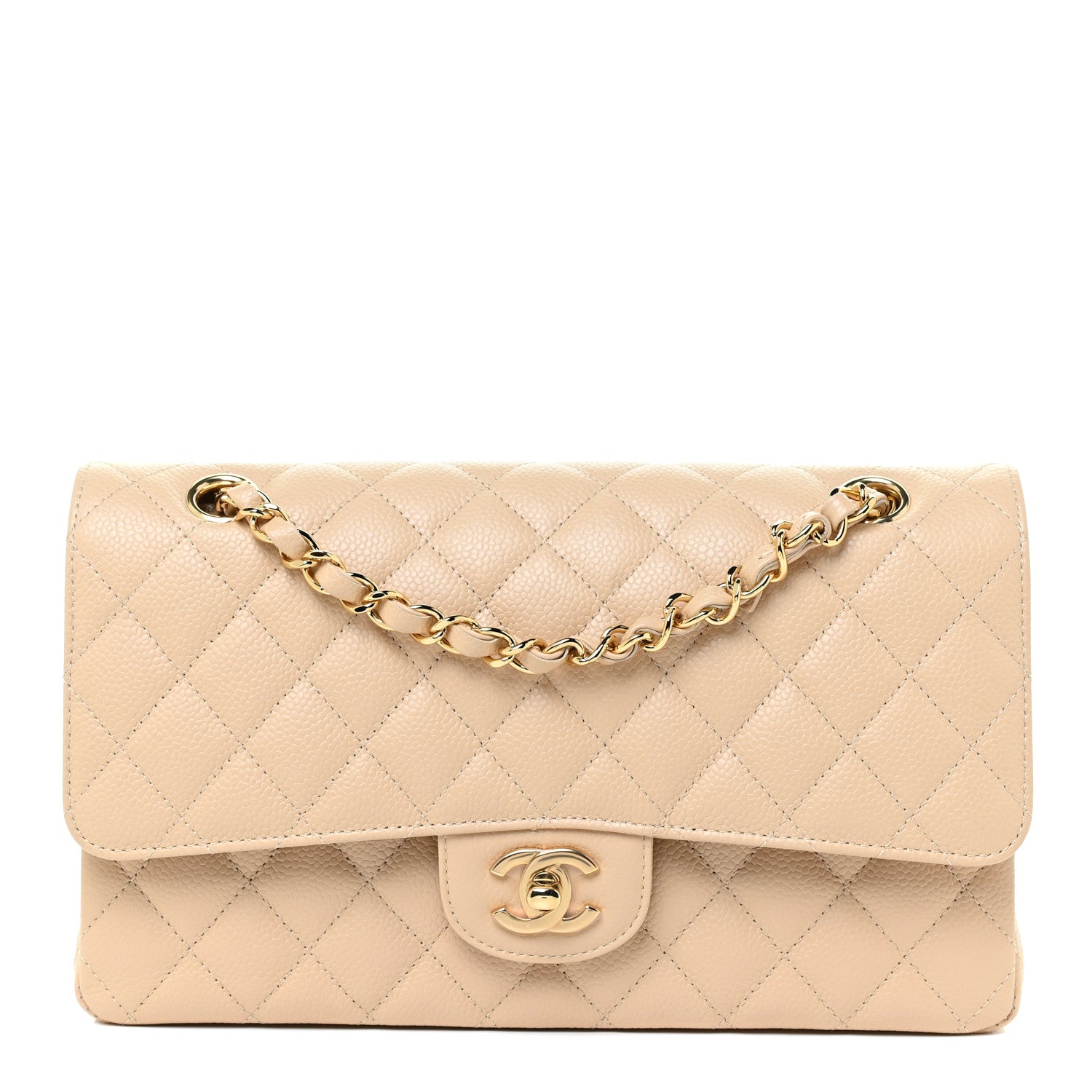 Chanel Caviar Quilted Medium Double Flap Beige Clair 1 of 14