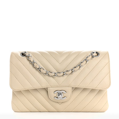 Chanel Calfskin Chevron Quilted Small Double Flap White 1 of 13