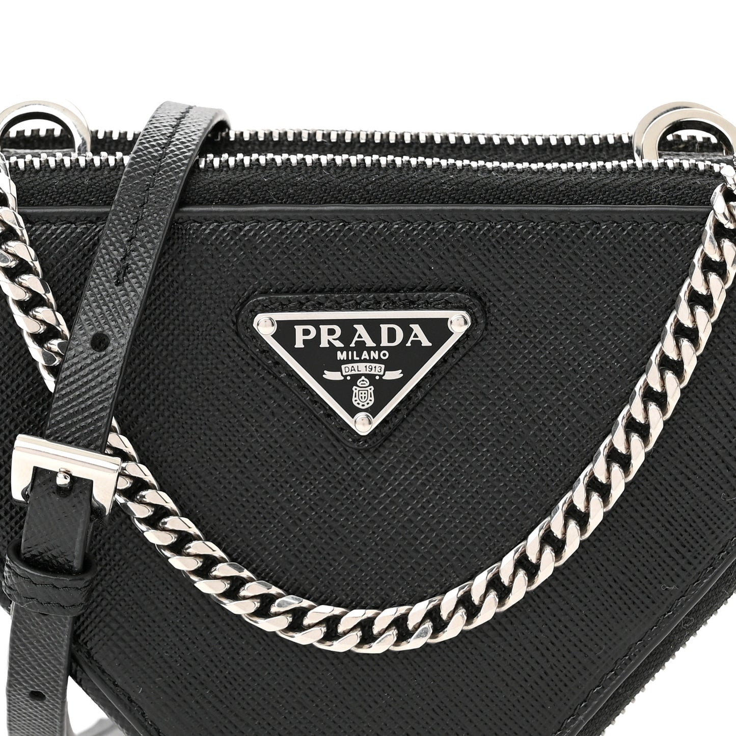 Saffiano Mini Triangle Crossbody Pouch Black