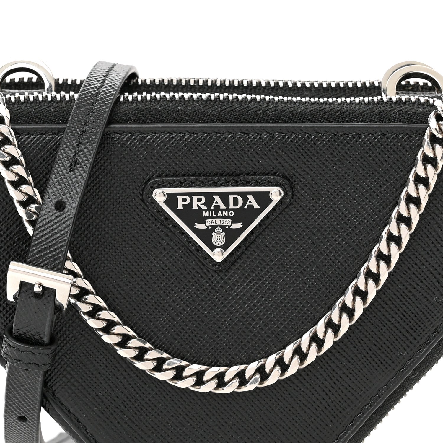 Prada Saffiano Mini Triangle Crossbody Pouch Black 8 of 10