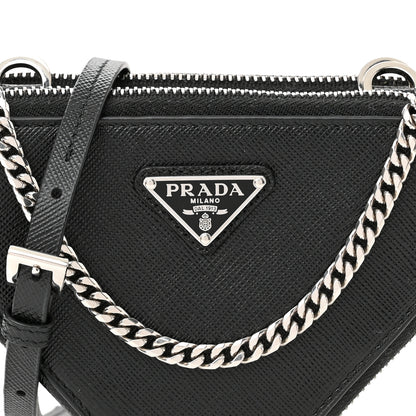 Prada Saffiano Mini Triangle Crossbody Pouch Black 8 of 10