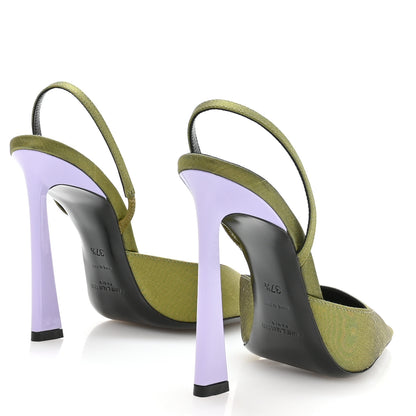 Saint Laurent Crepe De Chine Blade 105 Slingback Pumps 37.5 Lime 9 of 18