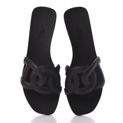 Hermes Rubber Aloha Sandals 37 Black 5 of 9