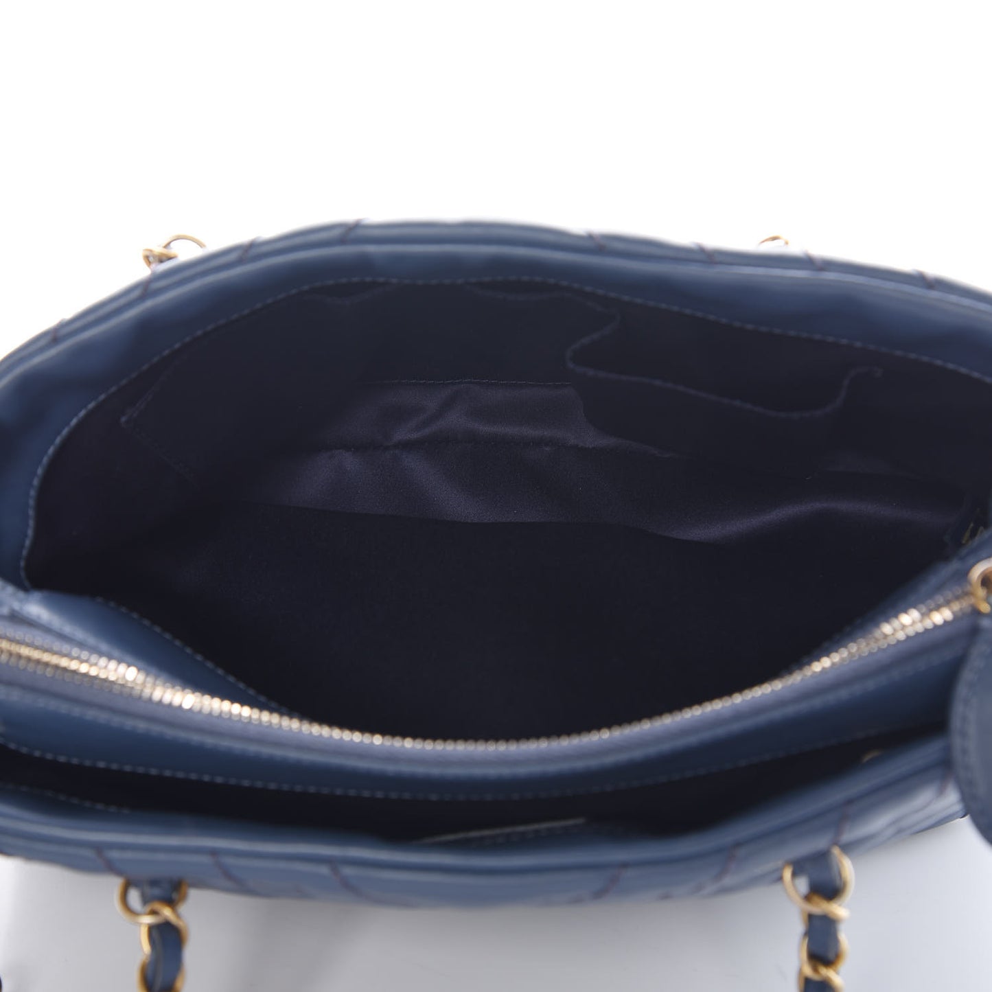 Calfskin Chevron Quilted Surpique Tote Blue