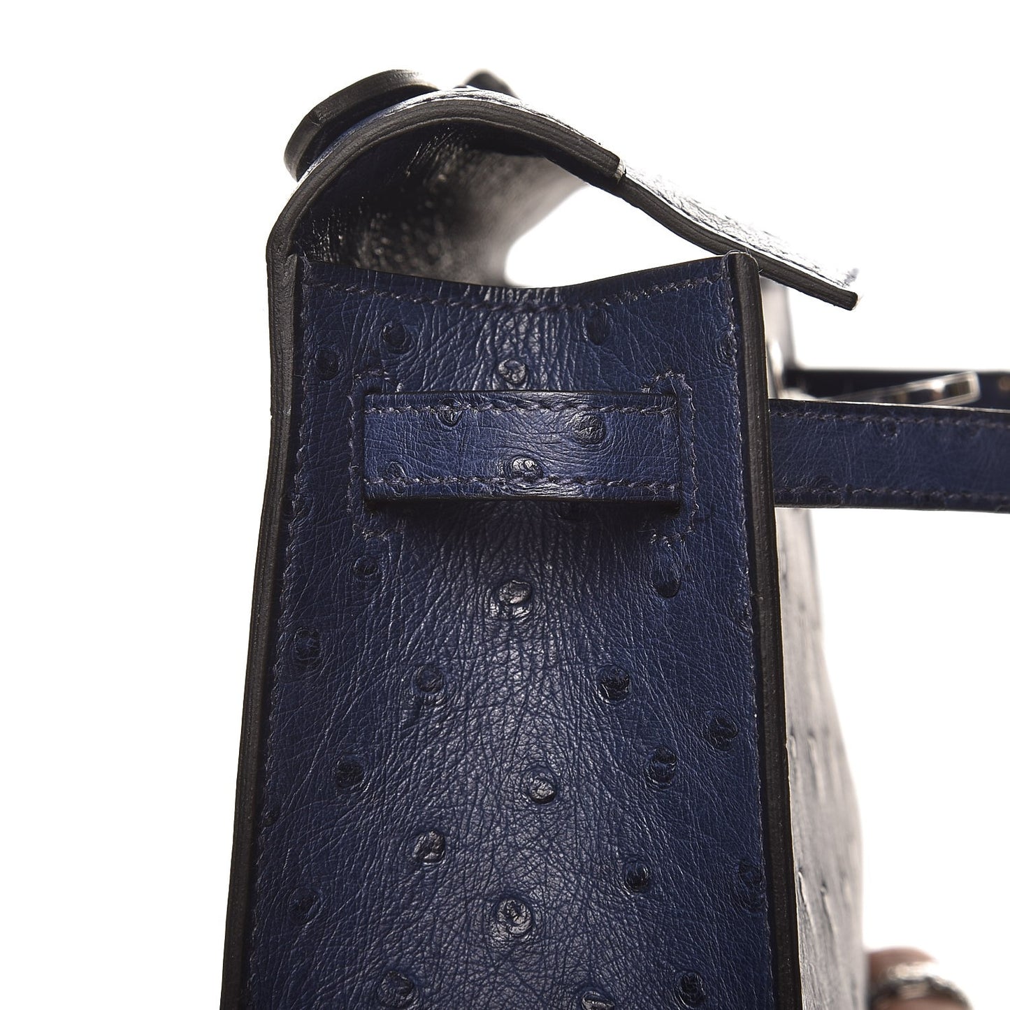 Ostrich Kelly Pochette Bleu Saphir