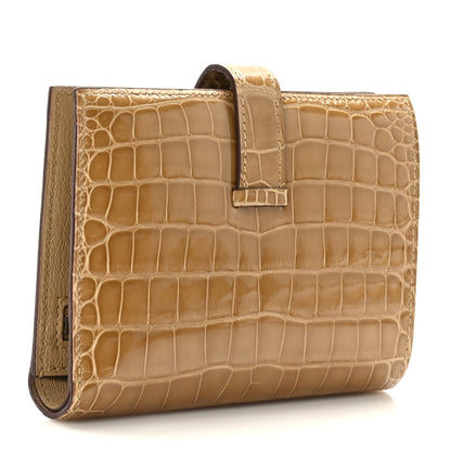 Hermes Shiny Alligator Bearn Compact Wallet Sable 3 of 8