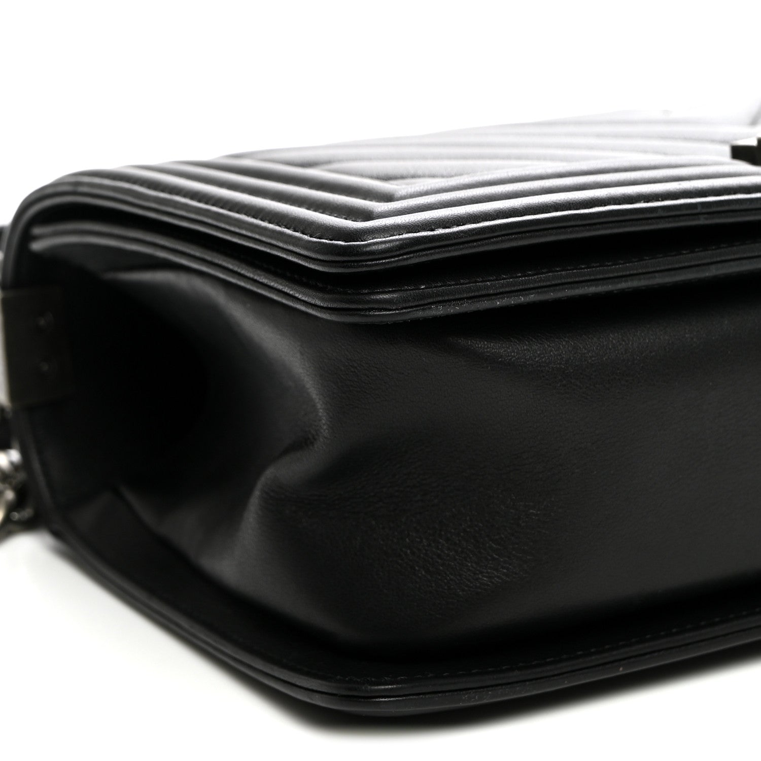 Chanel Calfskin Chevron Quilted Medium Boy Flap Black 9 of 10