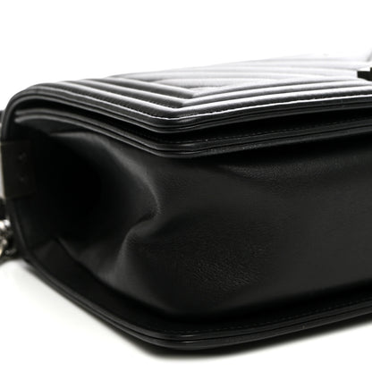 Chanel Calfskin Chevron Quilted Medium Boy Flap Black 9 of 10