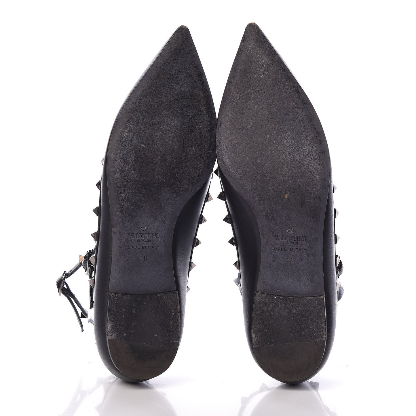 Nappa Rockstud Cage Ballerina Flats 38 Black