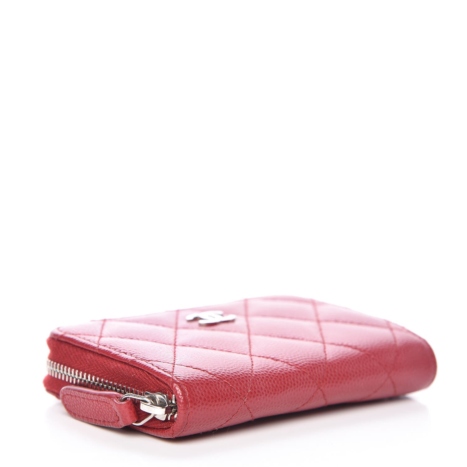 Chanel Caviar Quilted Zip Coin Purse Dark Red 4 of 10
