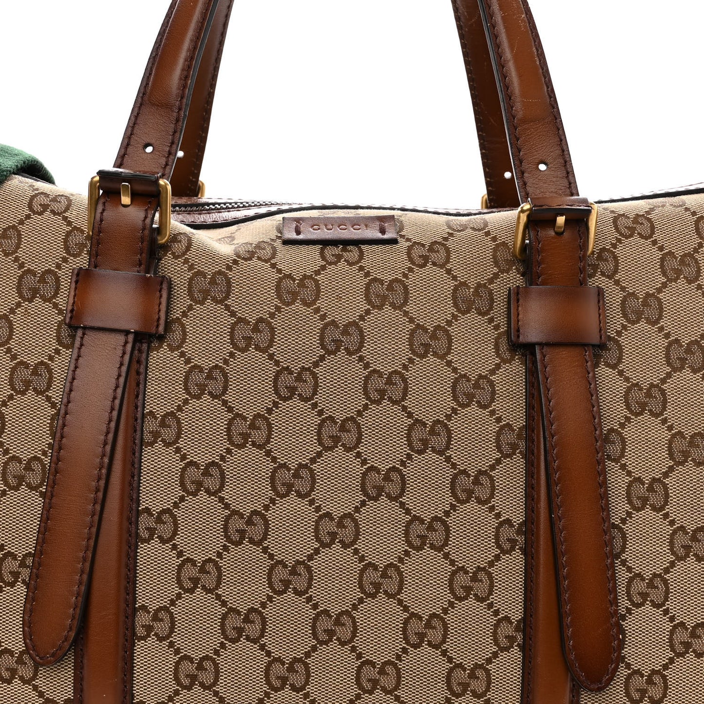 Monogram Medium Lady Web Boston Bag Beige Cuir