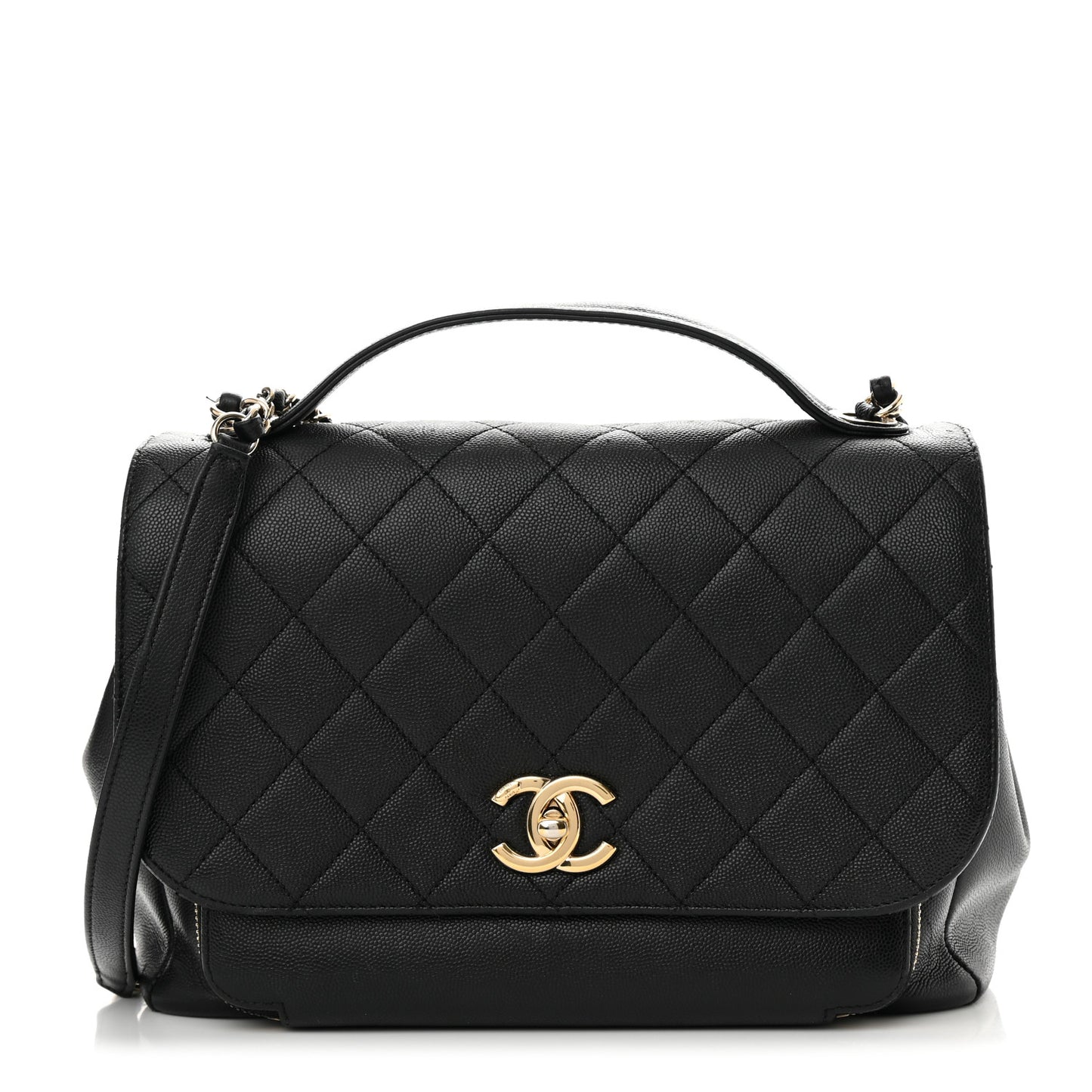 Caviar Quilted Large Business Affinity Flap Black