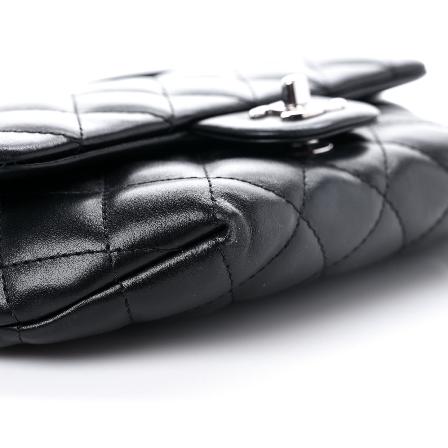 Calfskin Quilted CC Uniform Flap Belt Bag Black