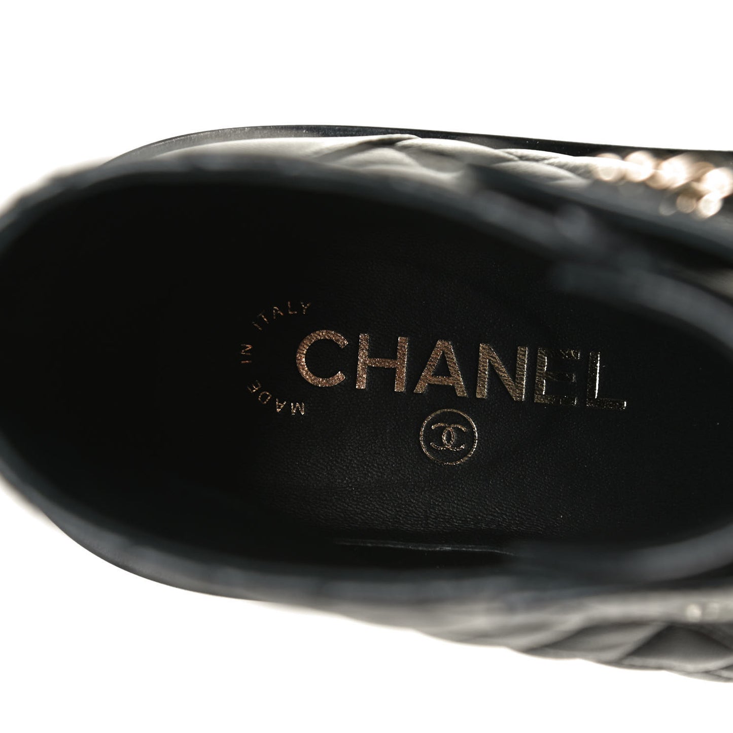 Shiny Lambskin Quilted Lace Up Combat Boots 38.5 Black