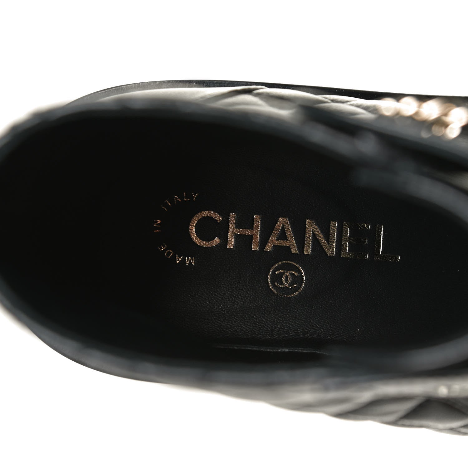Chanel Shiny Lambskin Quilted Lace Up Combat Boots 38.5 Black 9 of 14