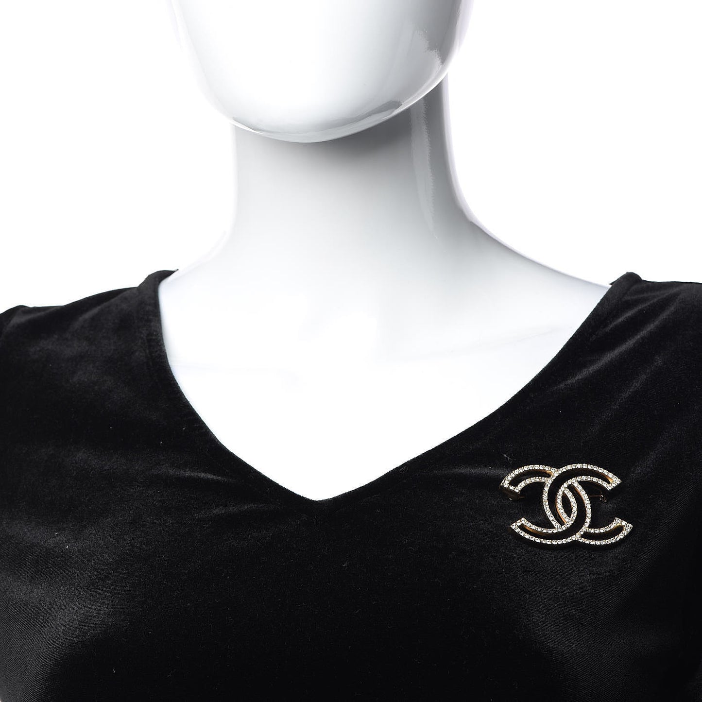 Crystal CC Brooch Light Gold