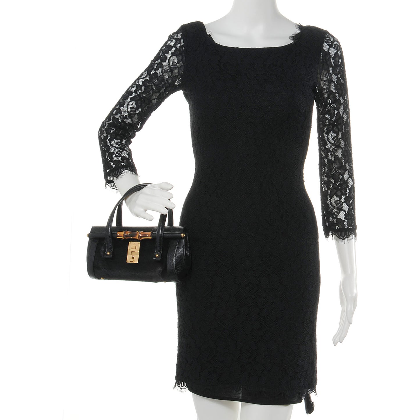 Calf Hair Calfskin Mini Bamboo Bullet Black