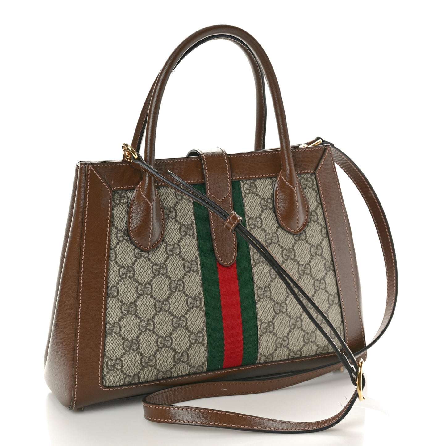 GG Supreme Monogram Azalea Calfskin Web Medium Jackie 1961 Tote Beige Ebony Brown Sugar