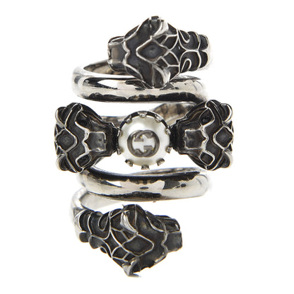 Gucci Pearl Tiger Heads Double Wrap Ring 6.5 Silver 1 of 4