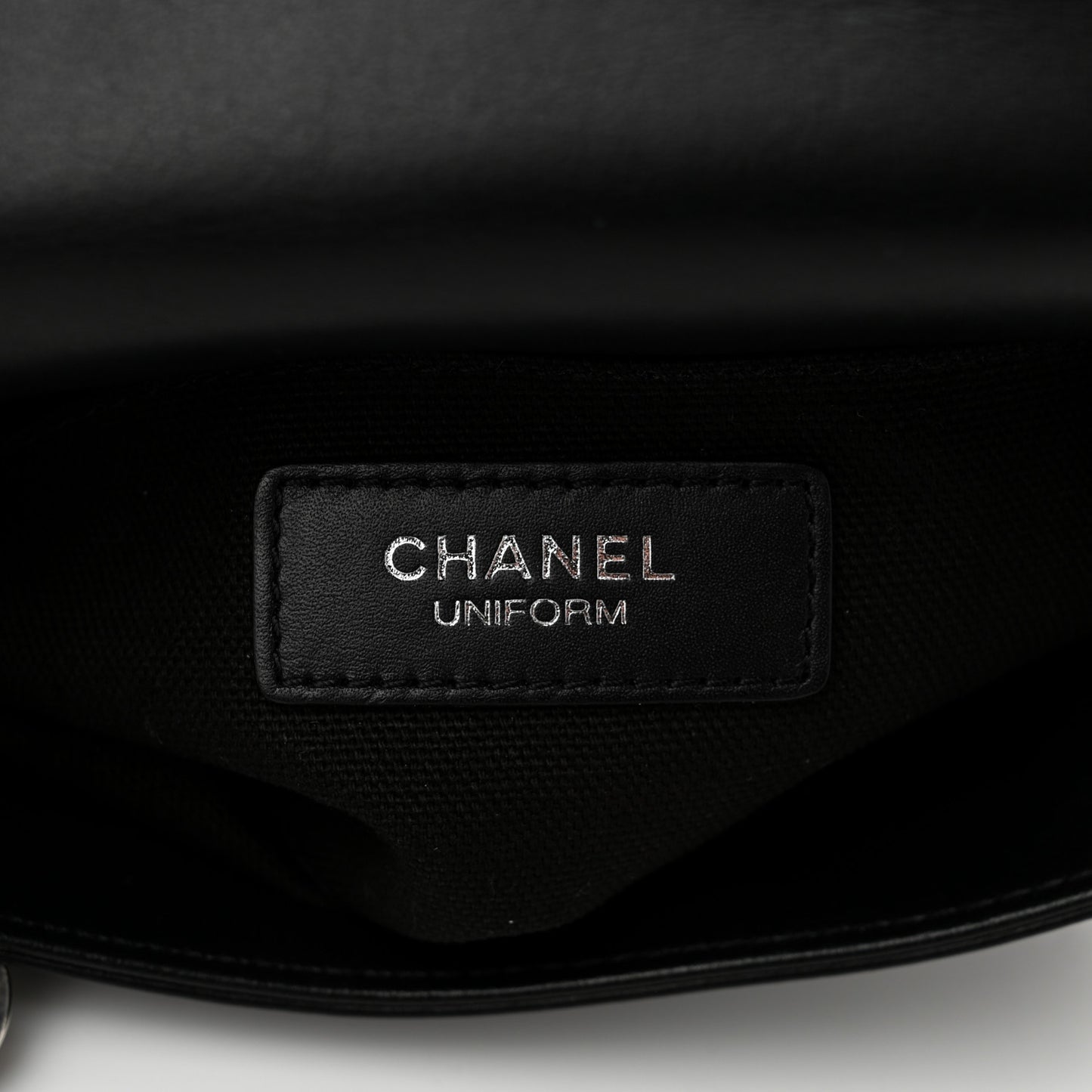 Calfskin Quilted CC Uniform Flap Belt Bag Black