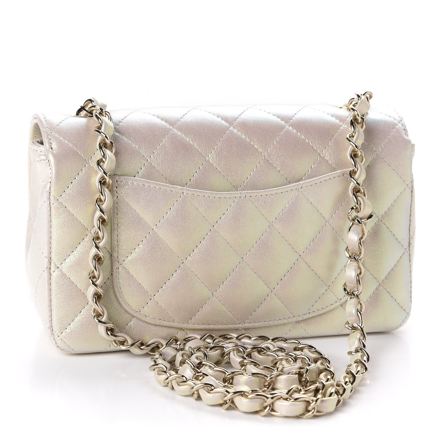 Chanel Iridescent Lambskin Quilted Mini Rectangular Flap Ivory 3 of 11