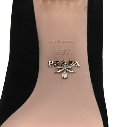 Prada Suede Crystal Block Heel Pump 39.5 Black 7 of 9