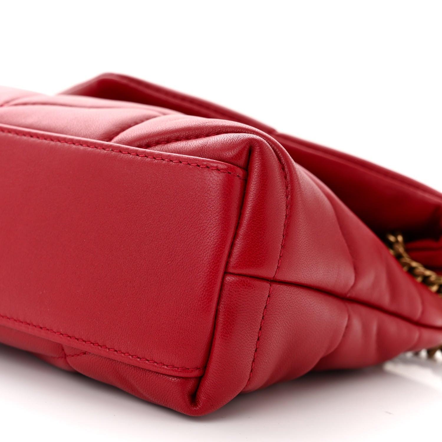 Saint Laurent Lambskin Quilted Toy Loulou Puffer Monogram Chain Satchel Red 10 of 10