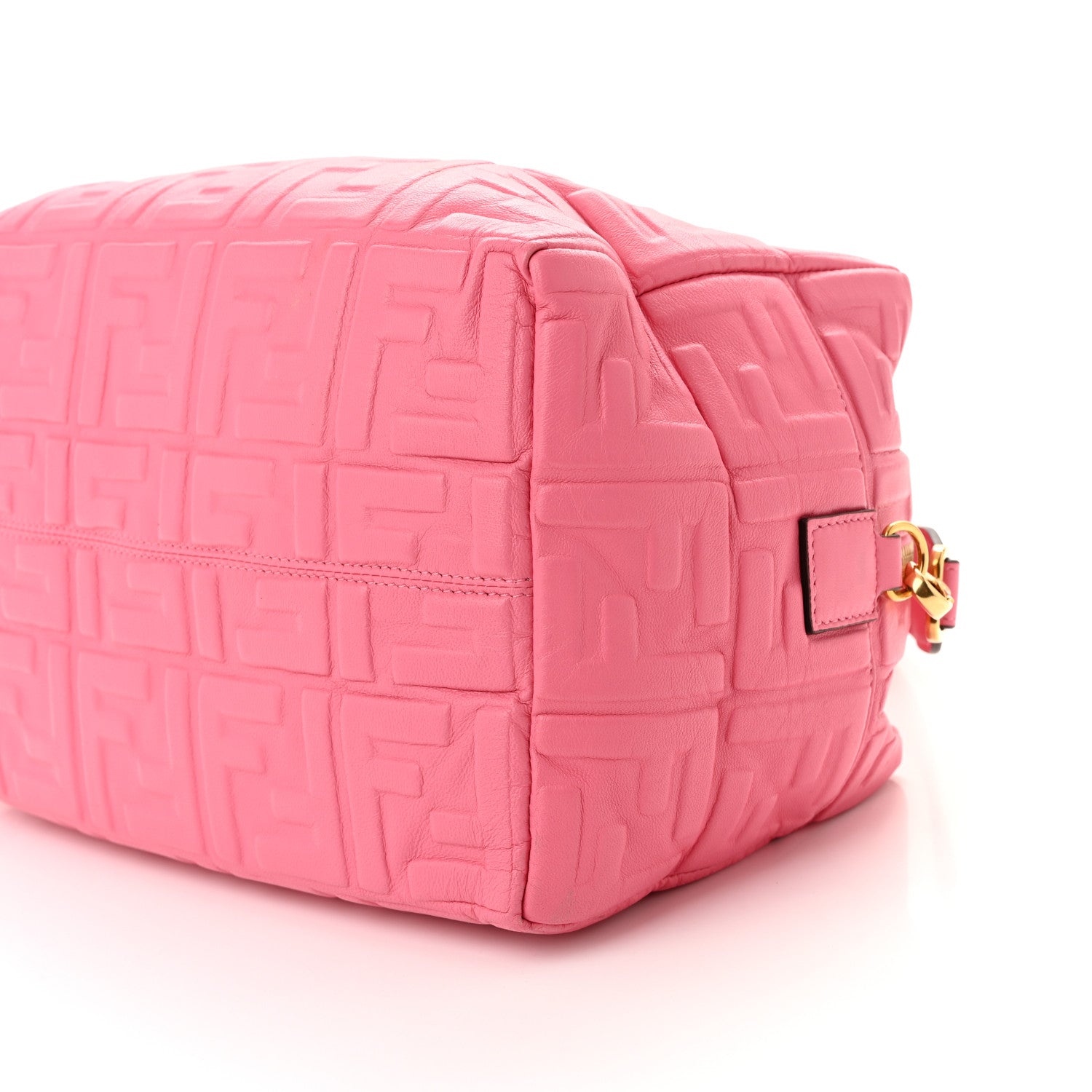 Fendi Nappa FF 1974 Embossed Small Boston Rosa Fluo 9 of 10