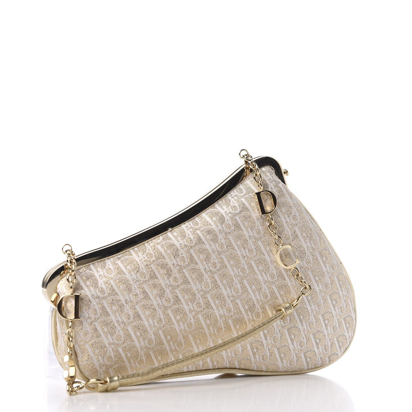 Jacquard Nylon Monogram Evening Frame Saddle Bag White Gold