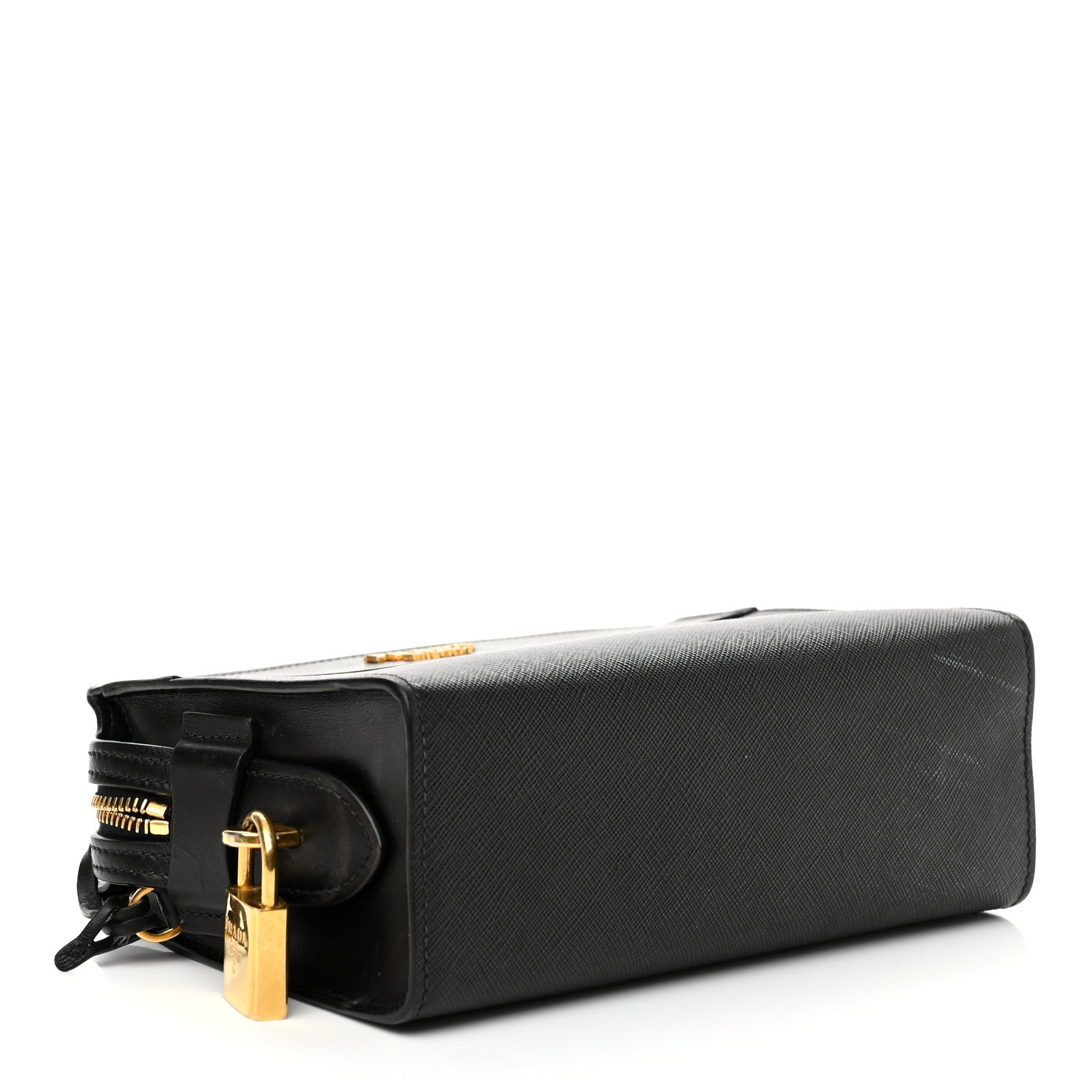 Prada Saffiano City Calfskin Esplanade Crossbody Bag Black 4 of 8