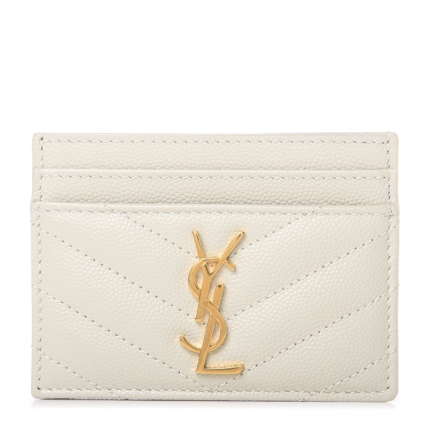 Grain De Poudre Matelasse Chevron Card Case Crema Soft