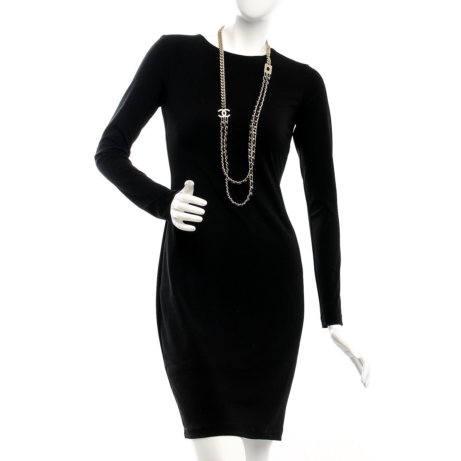 Chanel Lambskin CC Long Chain Necklace Black Gold 2 of 7